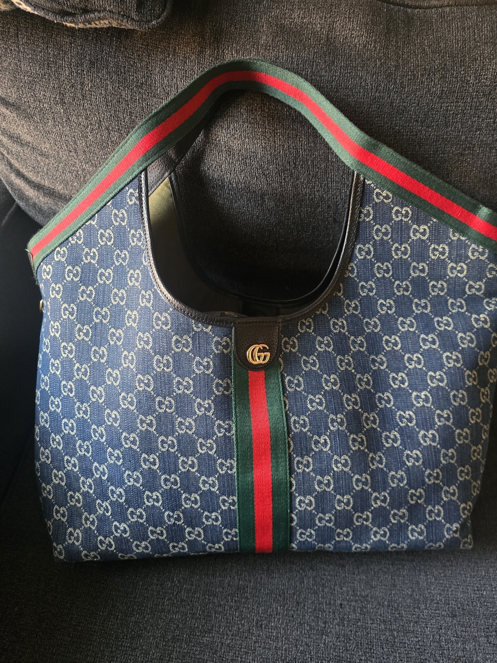 Canvas Cotton Navy XL Versatility GIG Tote w/classic Red/green Trim Pre Loved - Picture 5 of 9